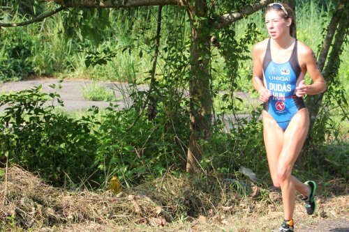 Hungarian Eszter Dudas negotiates the forested trails of the former Naval Magazine area to dominate the  women's division in  the inaugural Safeguard Active 5150 Triathlon held in the Subic Bay Freeport last Sunday.