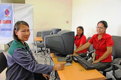 Employees of the SBMA Pass & ID Office attend to an applicant for ID renewal at the newly-opened satellite ID Processing Center that was launched by the SBMA on Monday at the Hanjin shipyard in the Subic Bay Freeport. The satellite office was established to provide convenience to nearly 20,000 workers of Hanjin and its affiliate companies.