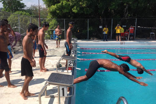Participants from the municipality of Iba, Zambales, Olongapo City, and Sitio Pastolan in Hermosa, Bataan take turns diving into the water for the 10-day lifeguard training course