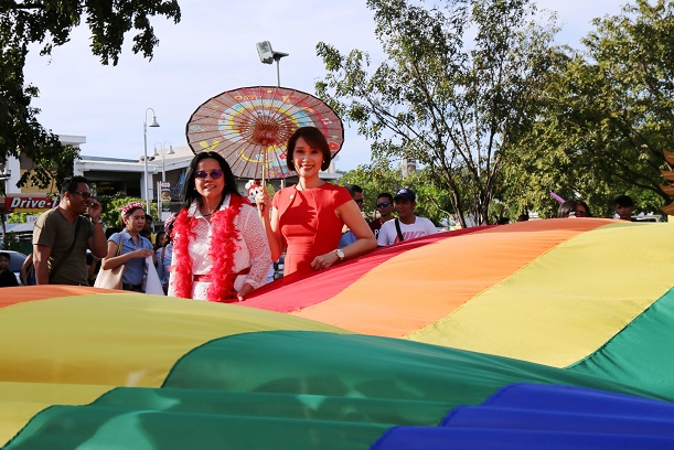 SBMA Chairman and Administrator Wilma T. Eisma and Bataan Rep. Geraldine Roman join the first ever Subic Bay Pride Parade held at the Subic Bay Freeport on Sunday (Nov. 26). Pride parades are held by members of the LGBT community to demonstrate their culture and pride and also to call for gender and legal equality rights.