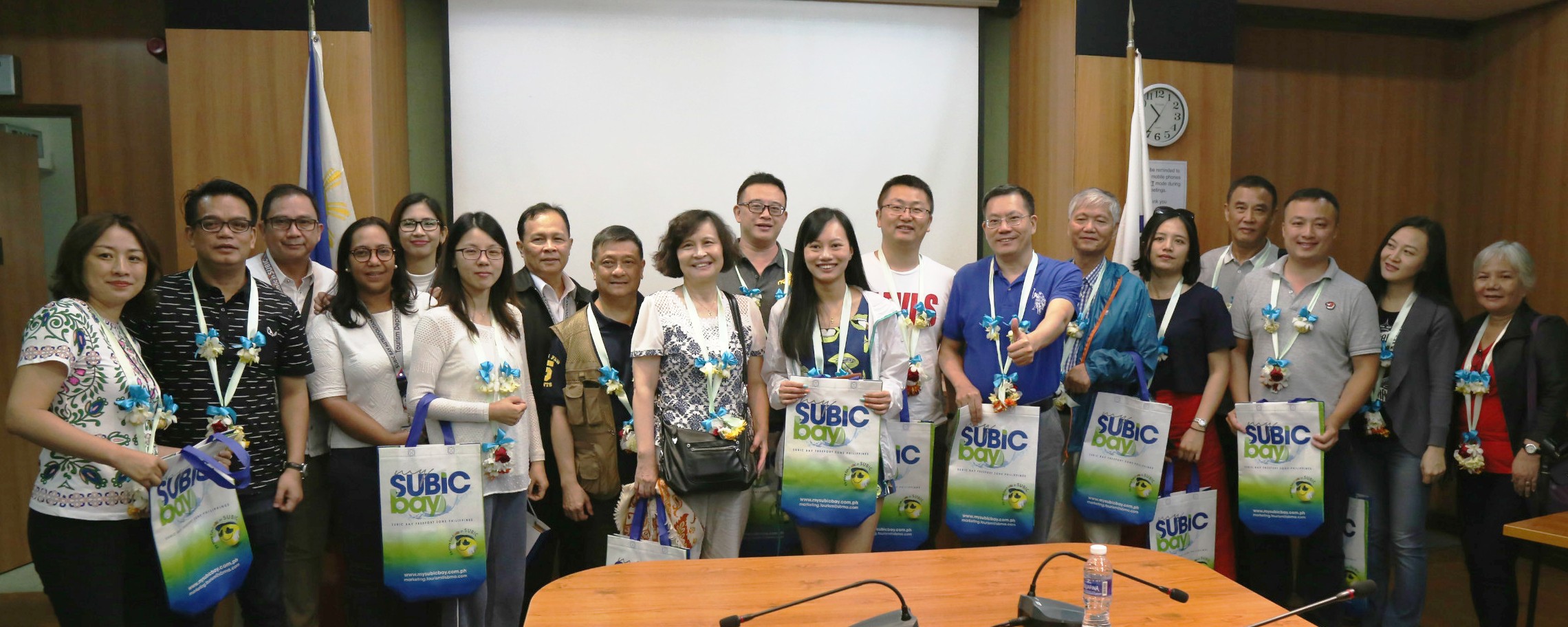 Delegates from the Zhoushan International Cruise Port and the Chinese Ministry of Culture and Tourism, as well as officials of cruise lines and travel agencies, pose with SBMA officials during a courtesy call at the SBMA office on Monday.