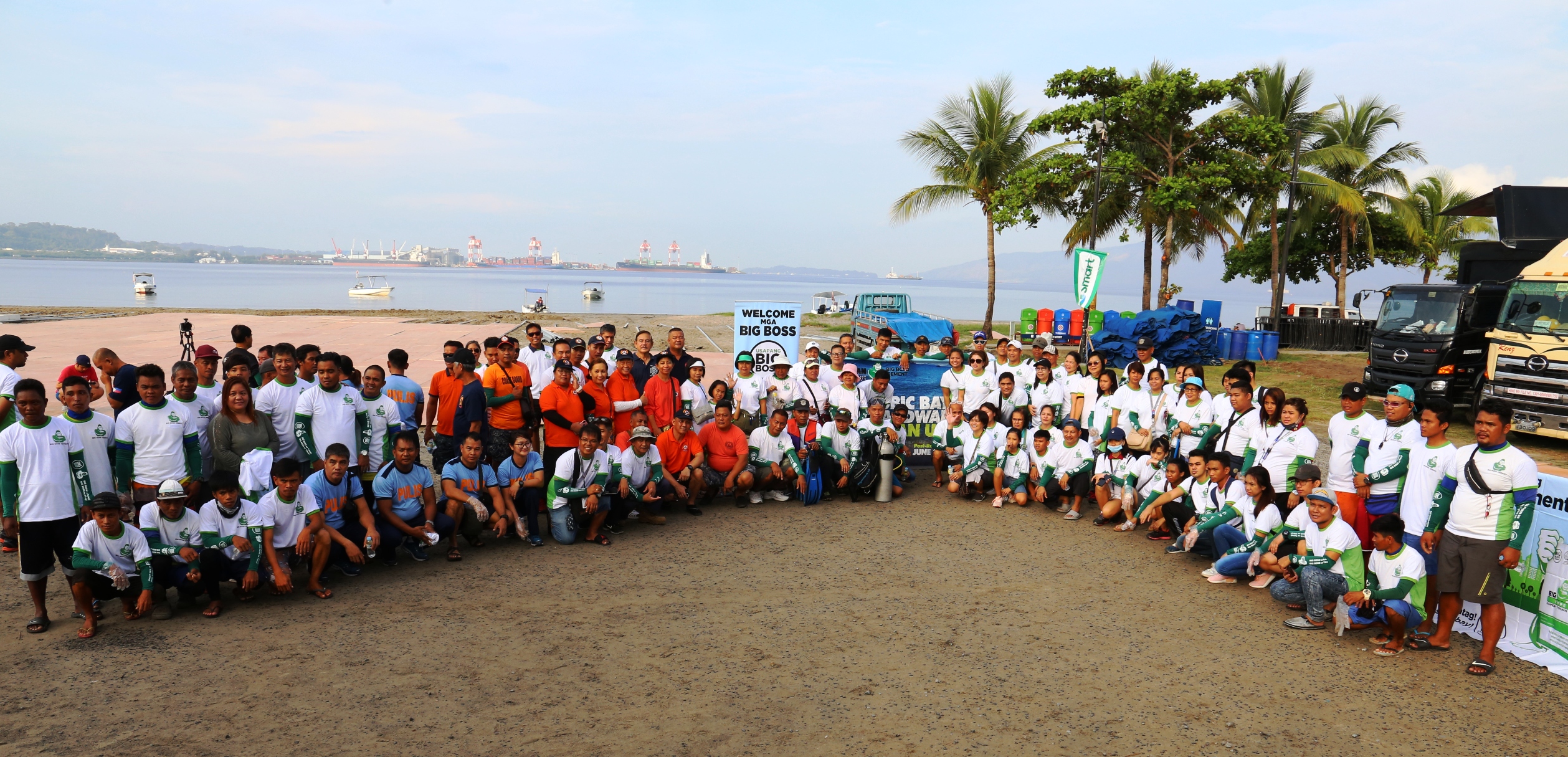 Various stakeholder groups participate in the clean-up along the Boardwalk Park in the Subic Bay Freeport in preparation for the Ironman 70.3 triathlon on June 2.