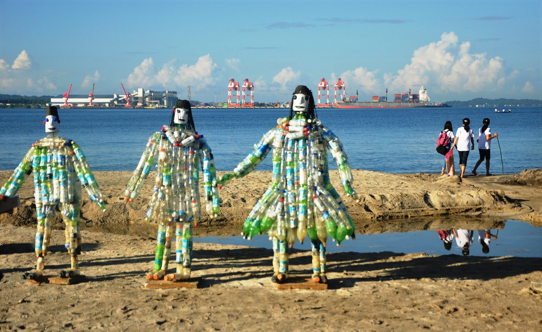 Junk art figures made of recyclable plastic bottles are displayed along the Subic Bay Freeport waterfront in this file photo.