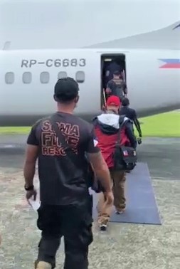 SBMA rescue team board a plane on Sunday to help in emergency operations on Siargao Island