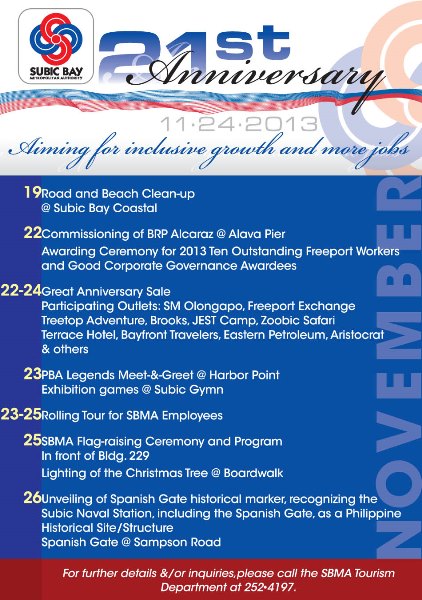 SBMA 21st Anniversary Schedule of Activities