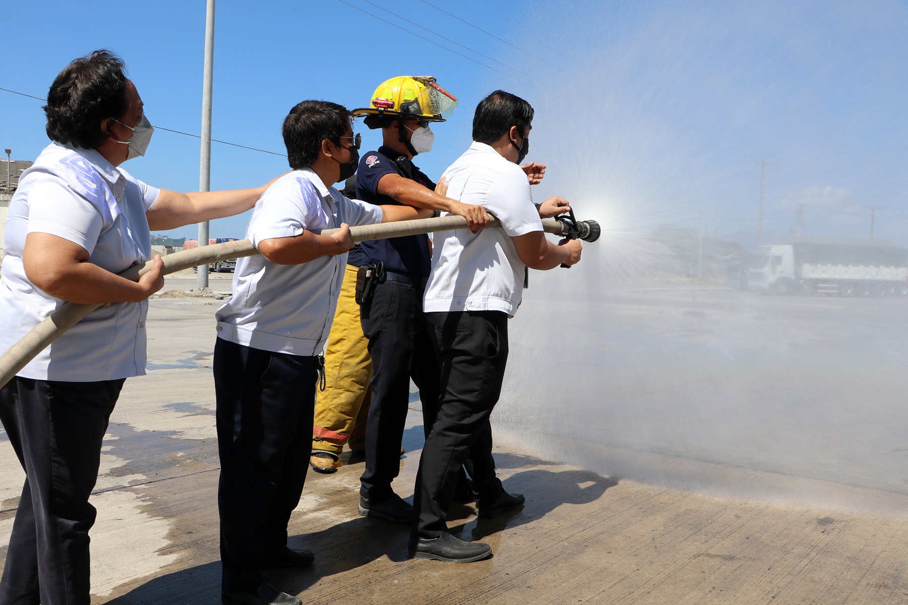 The SBMA Seaport department personnel, along with security and safety officers from various locators, conduct the Port Facility Fire Emergency Response Exercise 2022 at the Marine Terminal Port Facility, NSD Compound to test stakeholder responders’ skills and contingency plan in case of emergencies.