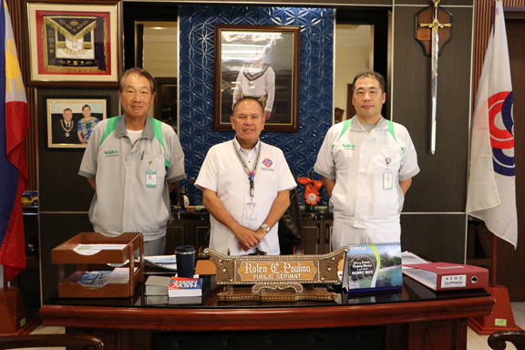 Subic Bay Metropolitan Authority chairman and administrator Rolen C. Paulino is joined by Nidec Subic Philippines Corporation President Takeshi Yamamoto and Administration Adviser Toshihiko Kasahara.