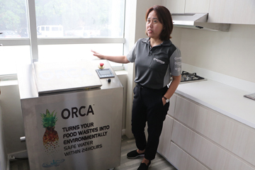 Dunbrae Philippines Inc. General Manager Reida Ibabao explains how the ORCA machine made in Canada turns food wastes into earthly-friendly water in 24 hours, thereby diverting food wastes from landfills and reducing carbon dioxide and methane gas emissions.