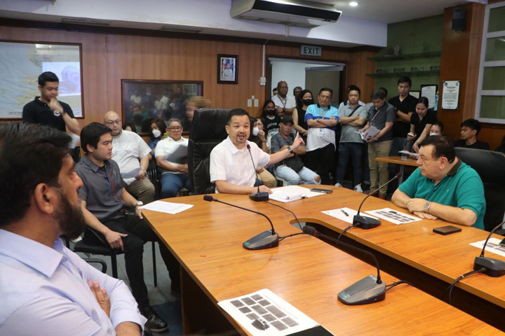 SBMA Chairman Jonathan D. Tan warns truck traders in a stakeholders meeting against engaging in unscrupulous activities at the Boardroom of the administration building on Thursday.